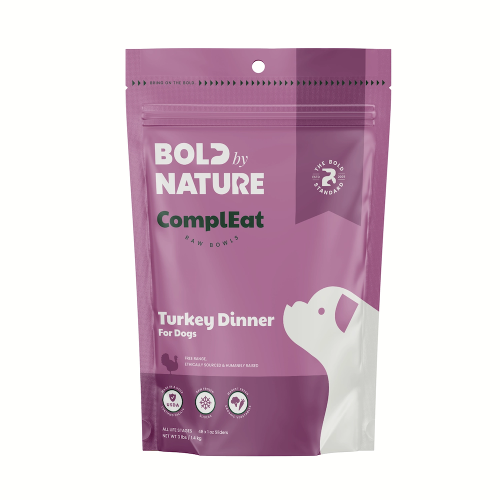Bold by Nature Bold by Nature ComplEat - Frozen Raw Turkey Dinner Sliders for Dogs