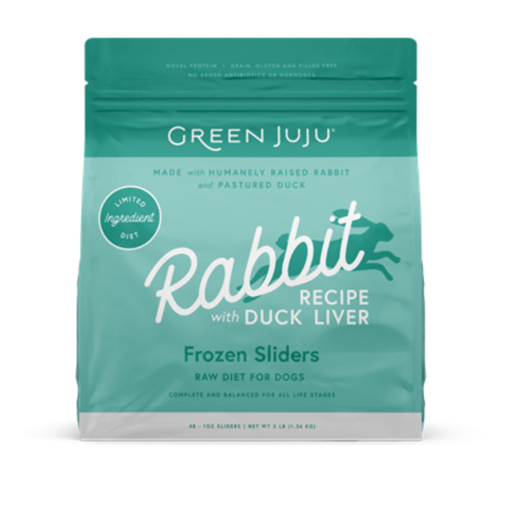 Green Juju Green Juju Frozen Sliders - Rabbit with Duck Liver Recipe Raw Diet