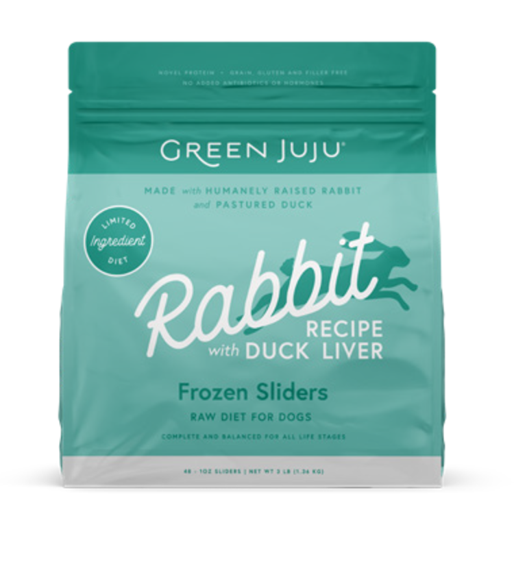 Green Juju Green Juju Frozen Sliders - Rabbit with Duck Liver Recipe Raw Diet