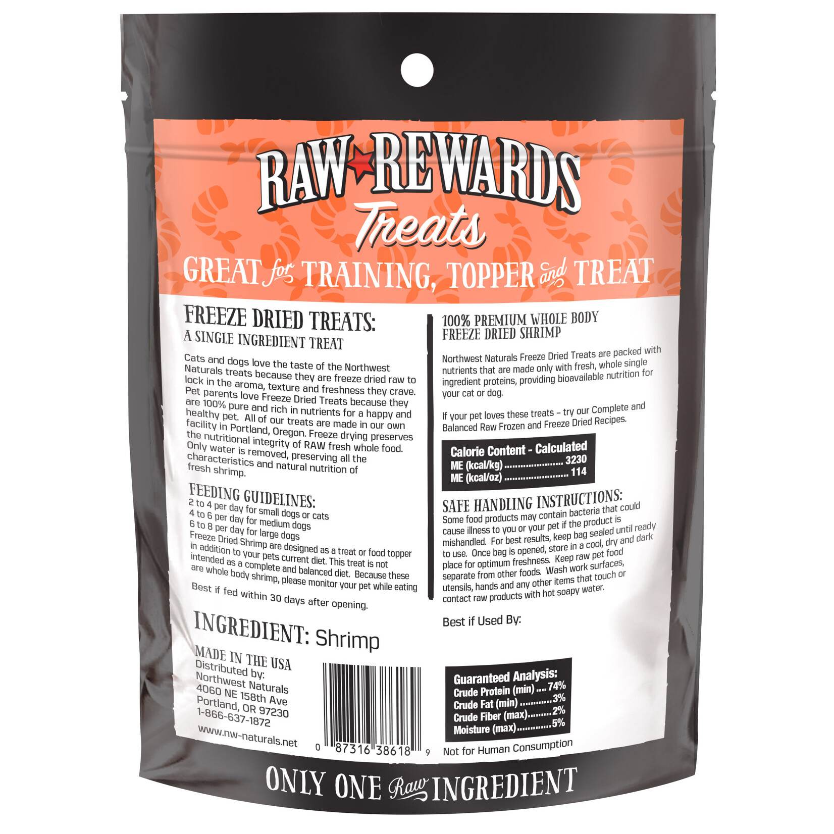 Northwest Naturals Raw Rewards Treats Freeze Dried Shrimp for Dogs & Cats