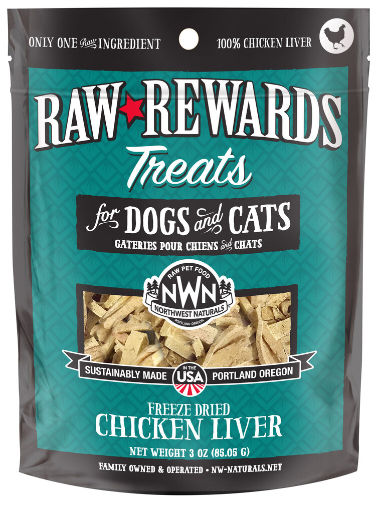 Northwest Naturals Raw Rewards Treats Freeze Dried Chicken Liver for Dogs & Cats