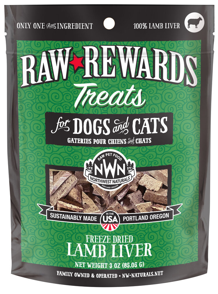 Northwest Naturals Raw Rewards Treats Freeze Dried Lamb Liver for Dogs & Cats