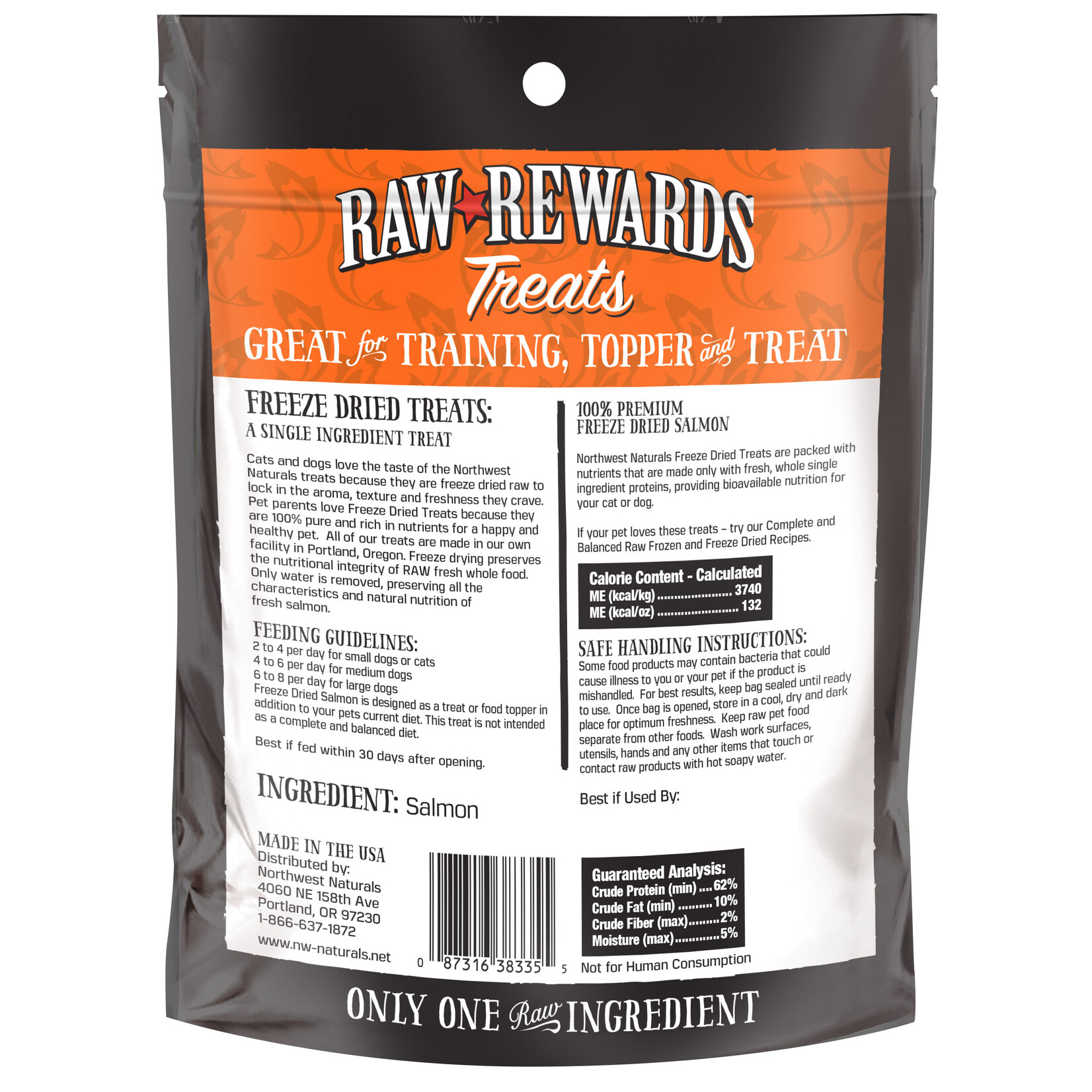 Northwest Naturals Raw Rewards Treats Freeze Dried Salmon for Dogs & Cats