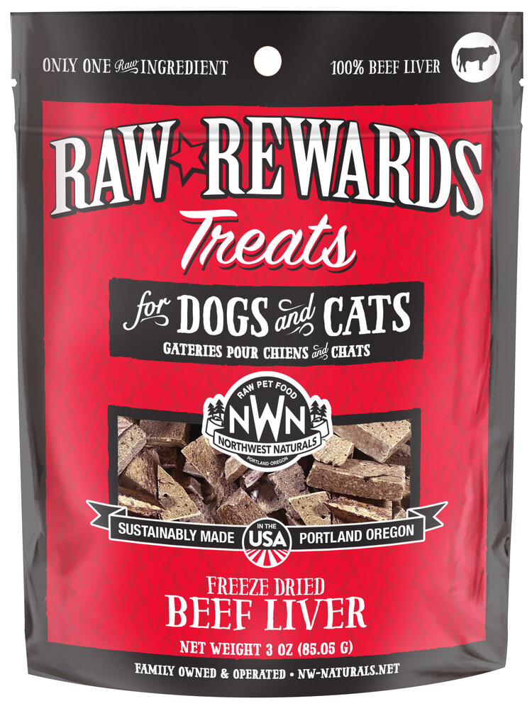 Northwest Naturals Raw Rewards Treats Freeze Dried Beef Liver for Dogs & Cats