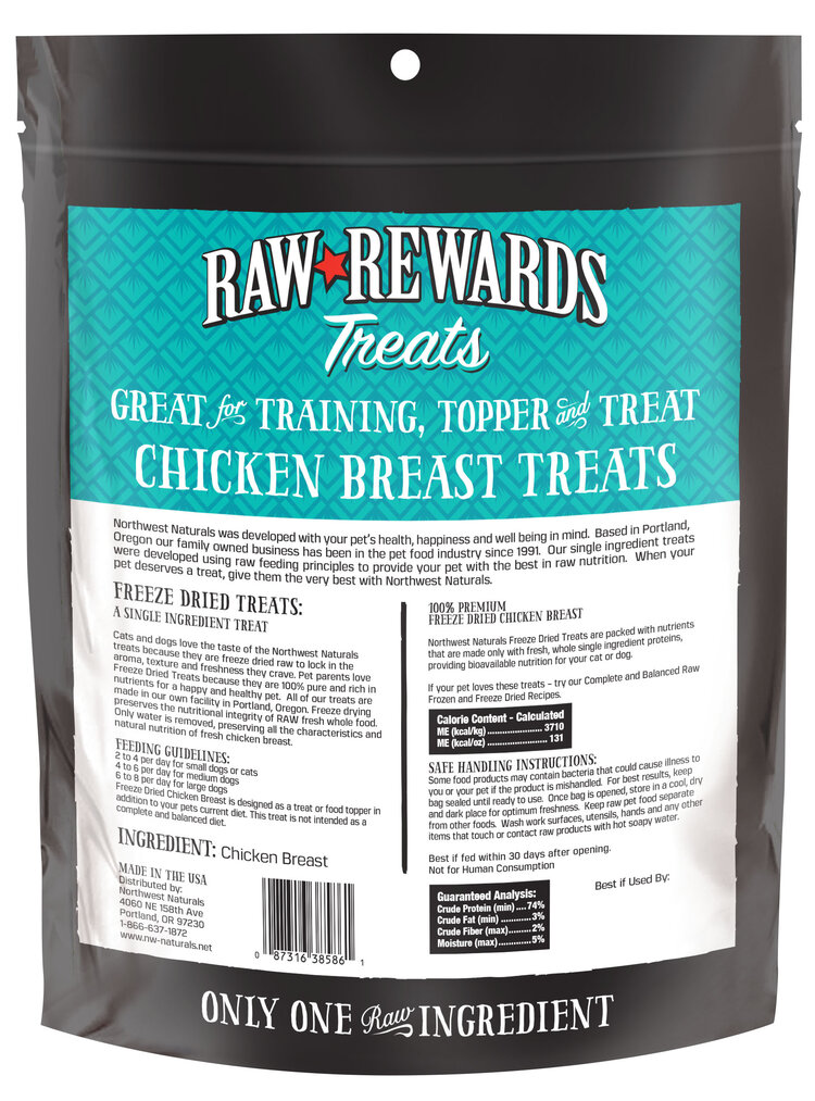 Northwest Naturals Raw Rewards Treats Freeze Dried Chicken Breast for Dogs & Cats