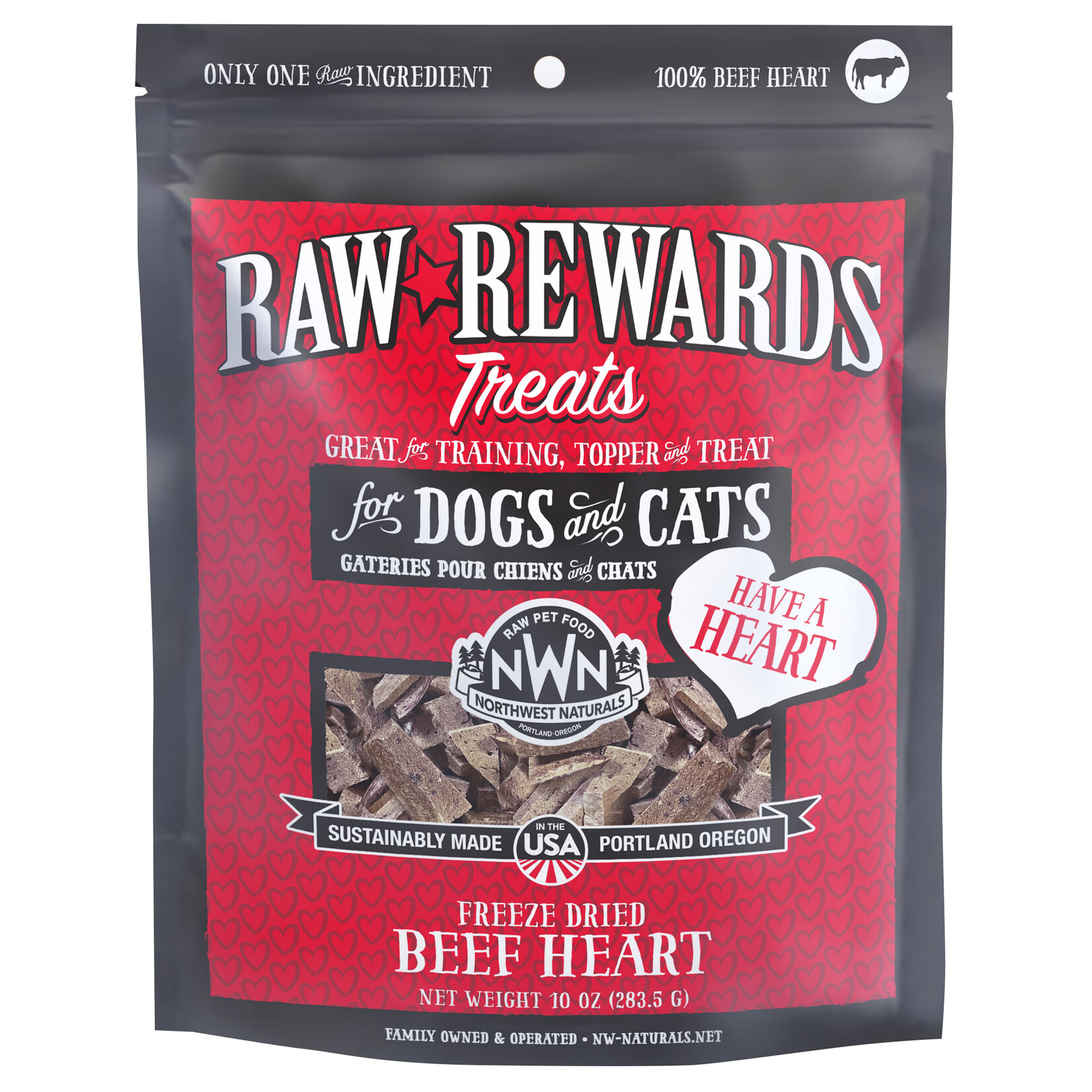 Northwest Naturals Raw Rewards Treats Freeze Dried Beef Heart for Dogs & Cats