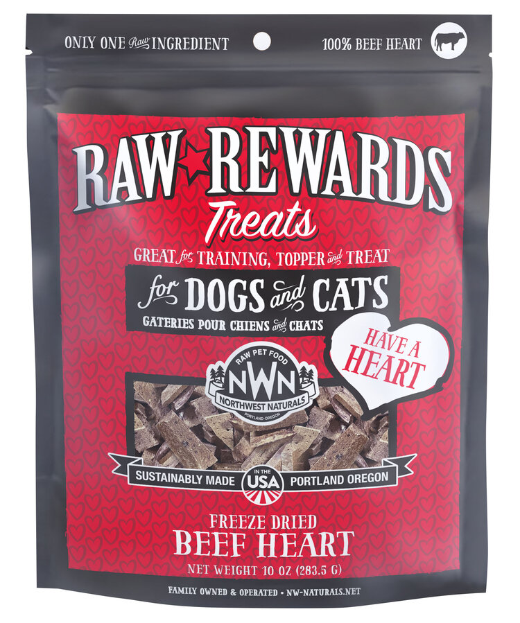 Northwest Naturals Raw Rewards Treats Freeze Dried Beef Heart for Dogs & Cats