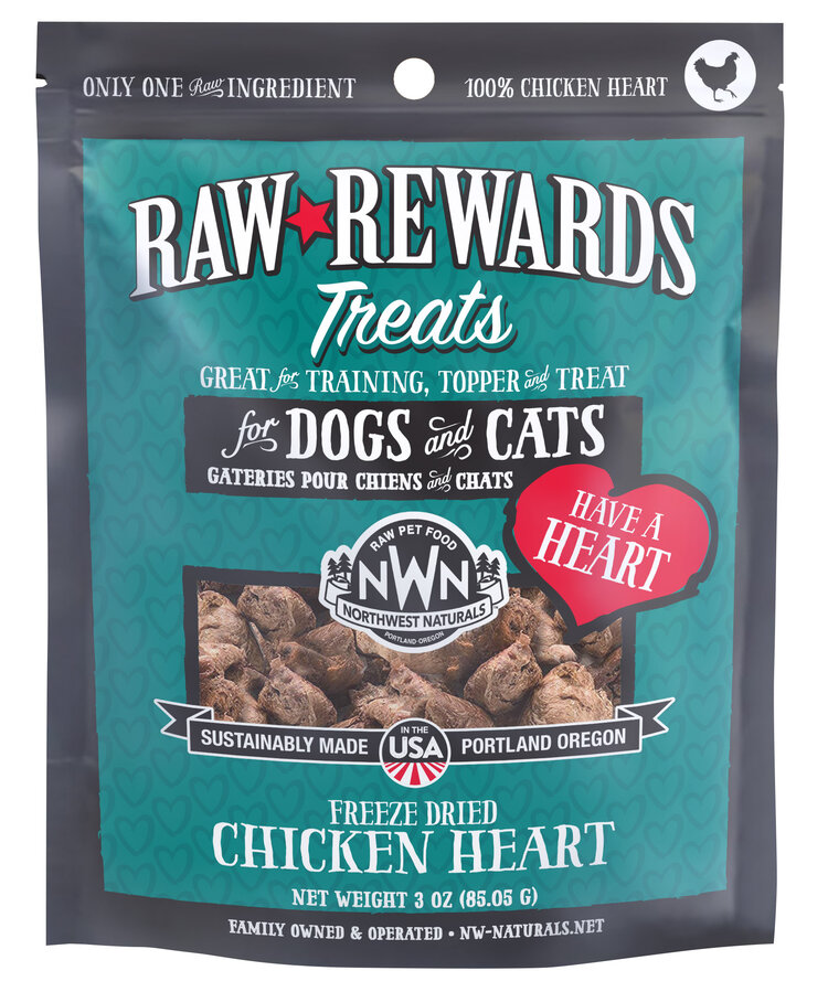 Northwest Naturals Raw Rewards Treats Freeze Dried Chicken Heart for Dogs & Cats