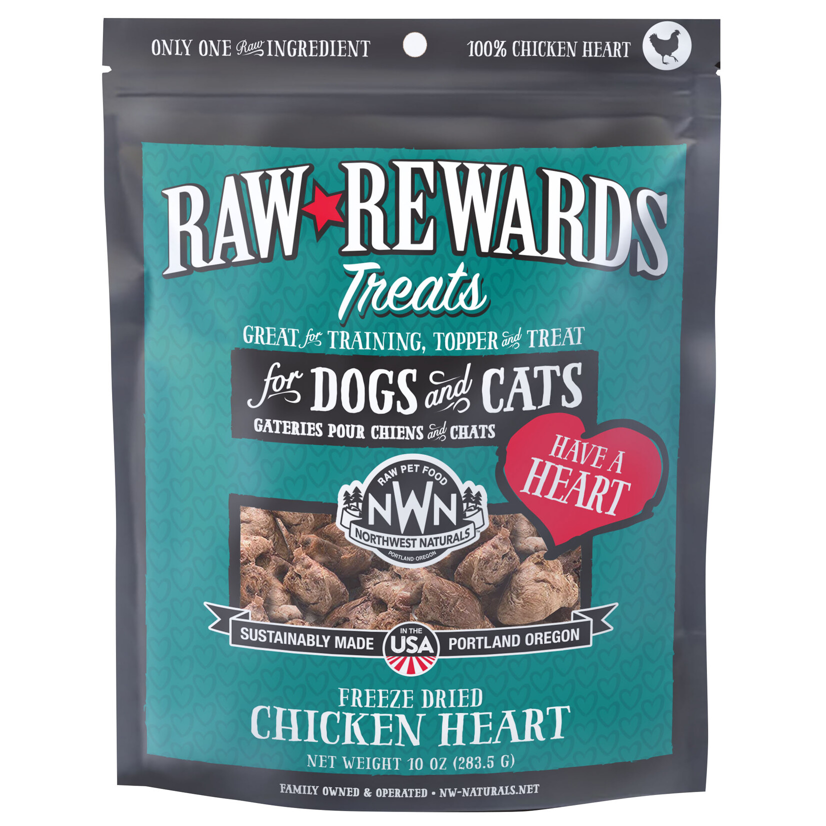 Northwest Naturals Raw Rewards Treats Freeze Dried Chicken Heart for Dogs & Cats