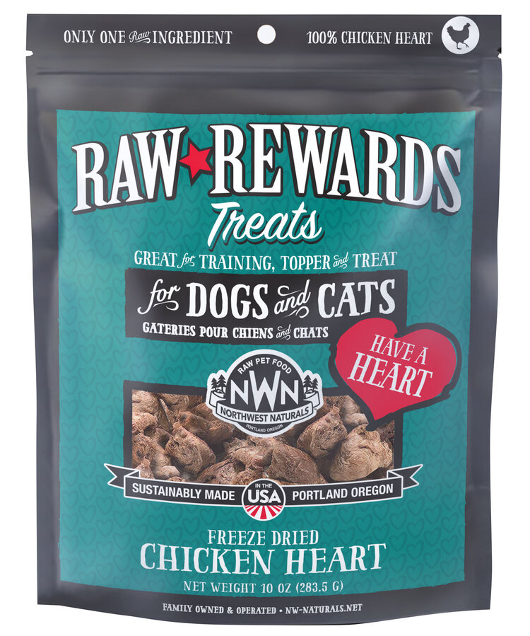 Northwest Naturals Raw Rewards Treats Freeze Dried Chicken Heart for Dogs & Cats