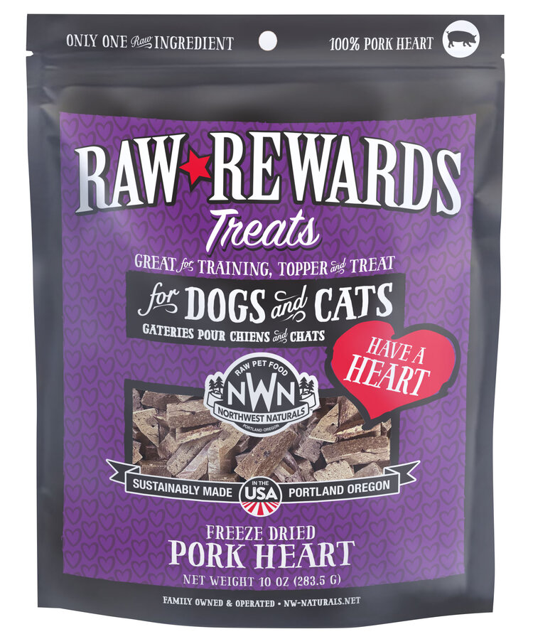 Northwest Naturals Raw Rewards Treats Freeze Dried Pork Heart for Dogs & Cats