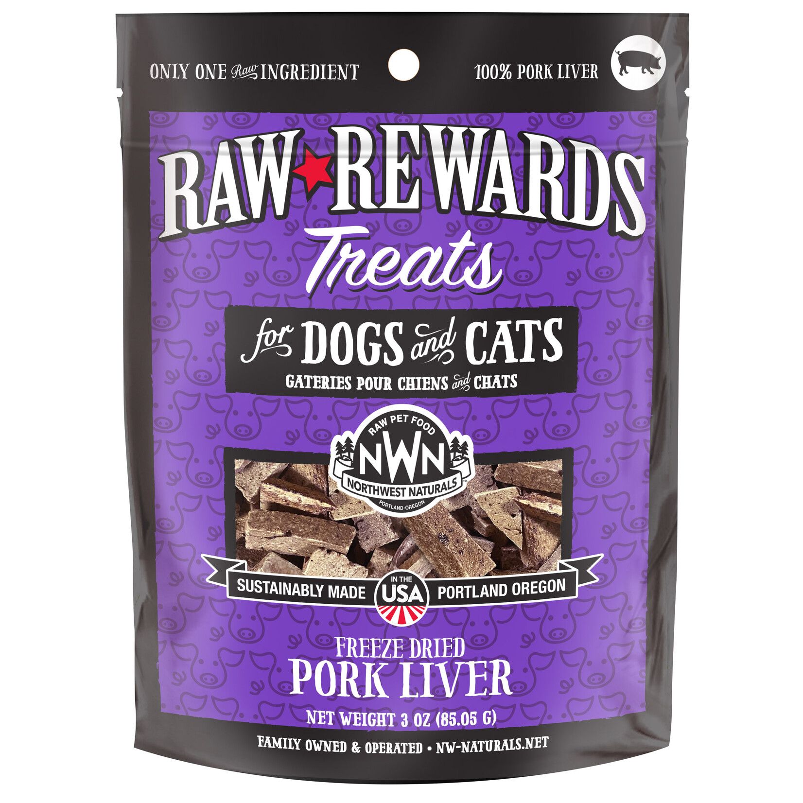 Northwest Naturals Raw Rewards Treats Freeze Dried Pork Liver for Dogs & Cats