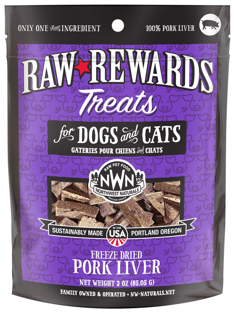 Northwest Naturals Raw Rewards Treats Freeze Dried Pork Liver for Dogs & Cats