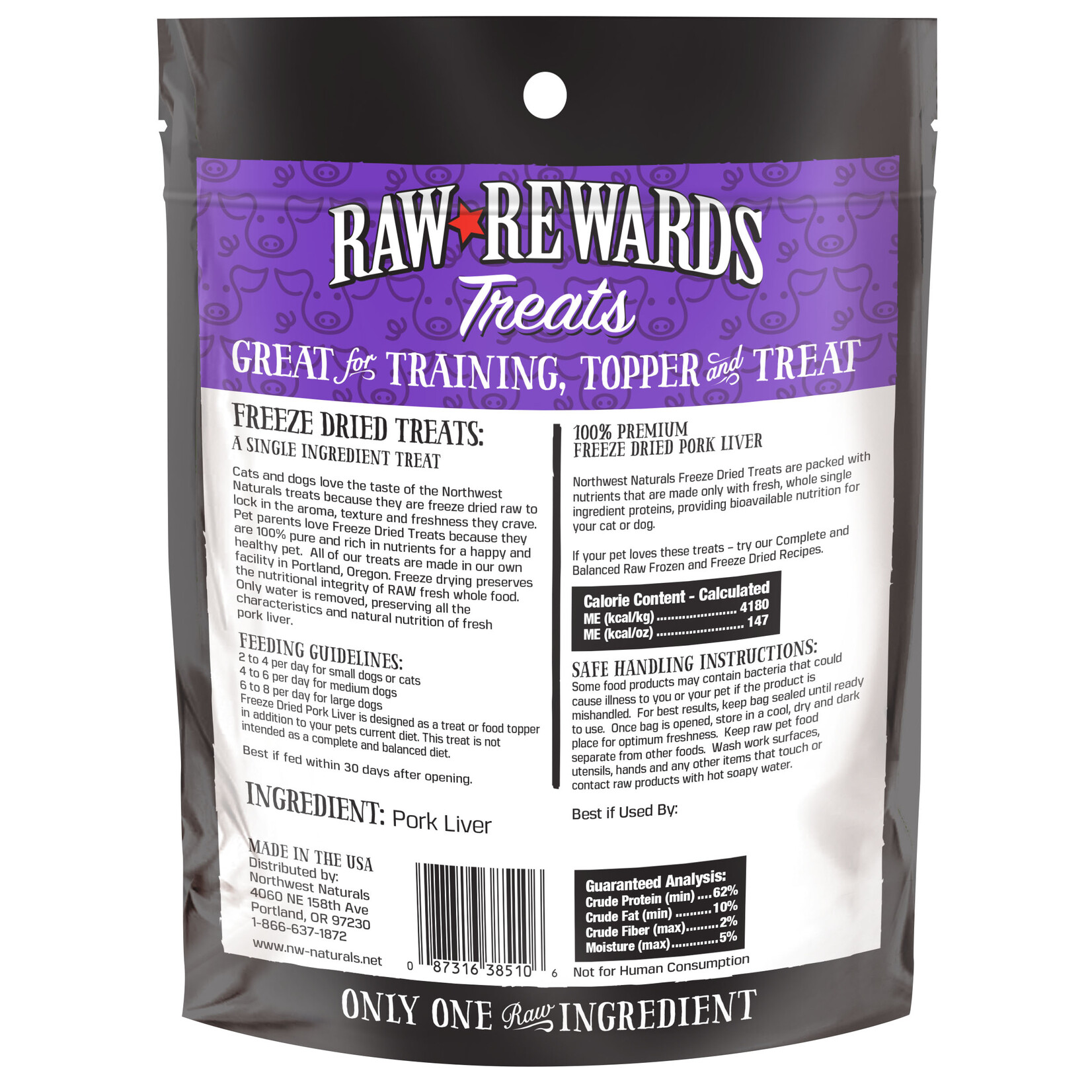 Northwest Naturals Raw Rewards Treats Freeze Dried Pork Liver for Dogs & Cats