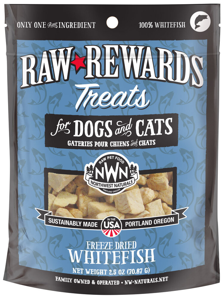 Northwest Naturals Raw Rewards Treats Freeze Dried Whitefish for Dogs & Cats