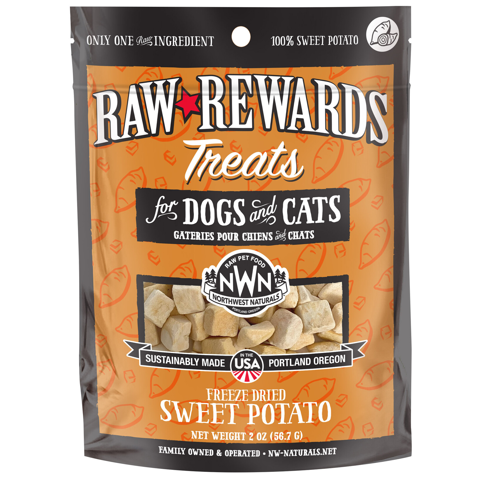 Northwest Naturals Raw Rewards Treats Freeze Dried Sweet Potato for Dogs & Cats