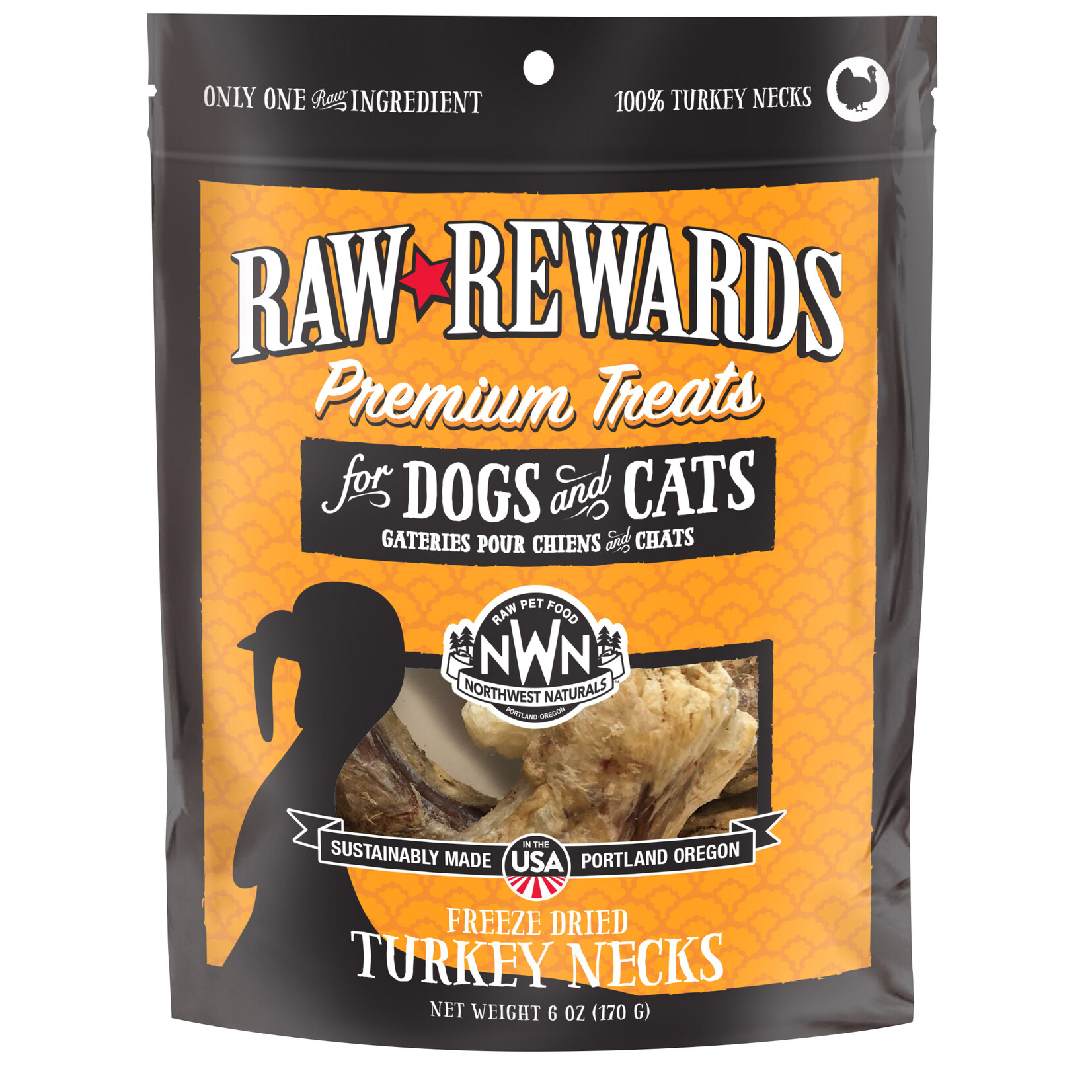 Northwest Naturals Raw Rewards Premium Treats Freeze Dried Turkey Necks for Dogs & Cats