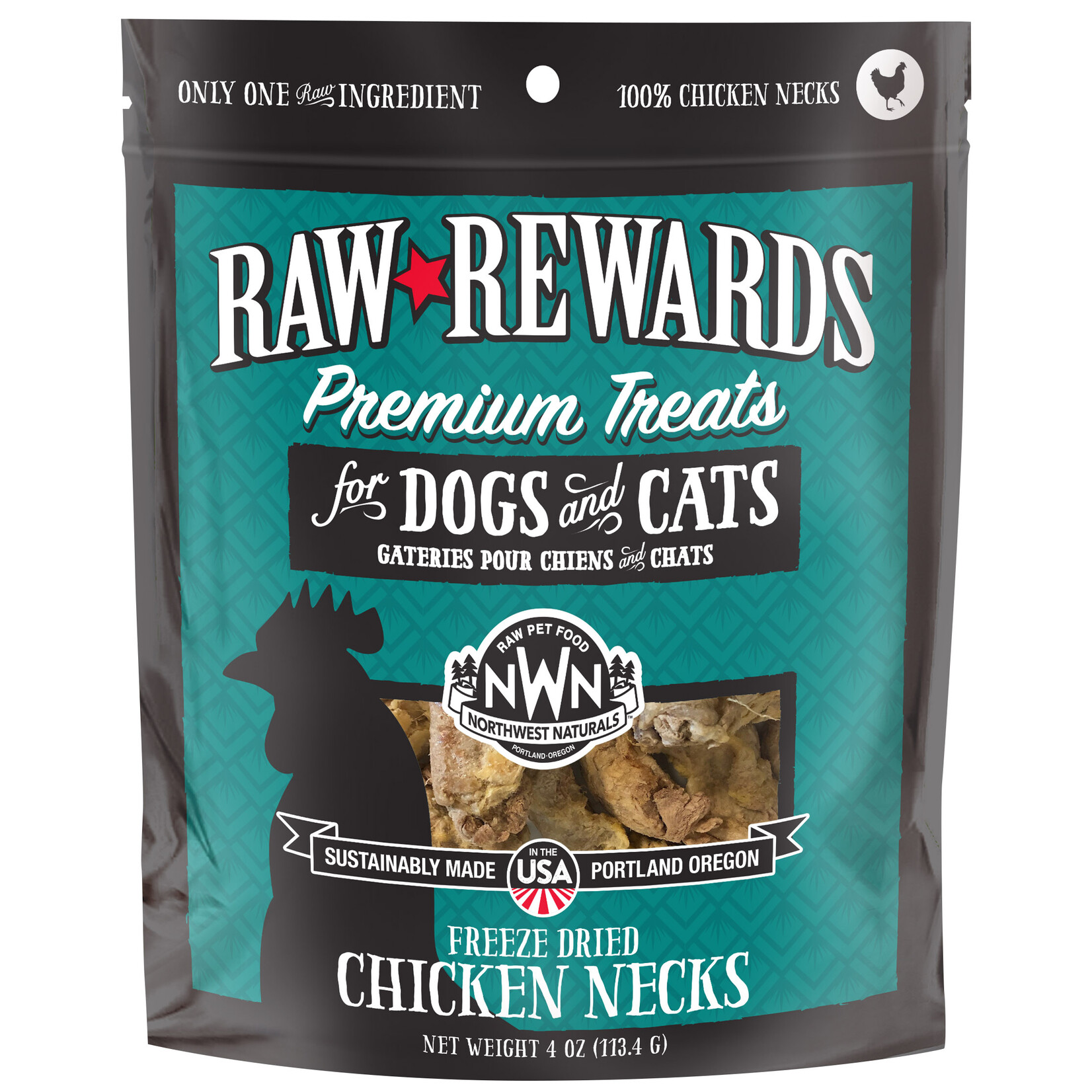 Northwest Naturals Raw Rewards Premium Treats Freeze Dried Chicken Necks for Dogs & Cats