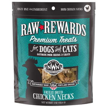 Northwest Naturals Raw Rewards Premium Treats Freeze Dried Chicken Necks for Dogs & Cats