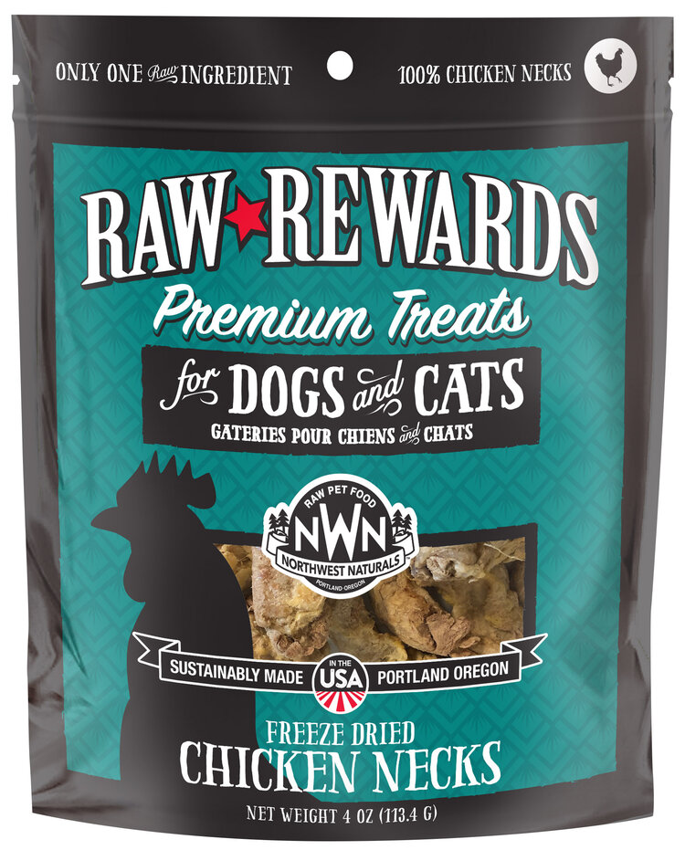 Northwest Naturals Raw Rewards Premium Treats Freeze Dried Chicken Necks for Dogs & Cats