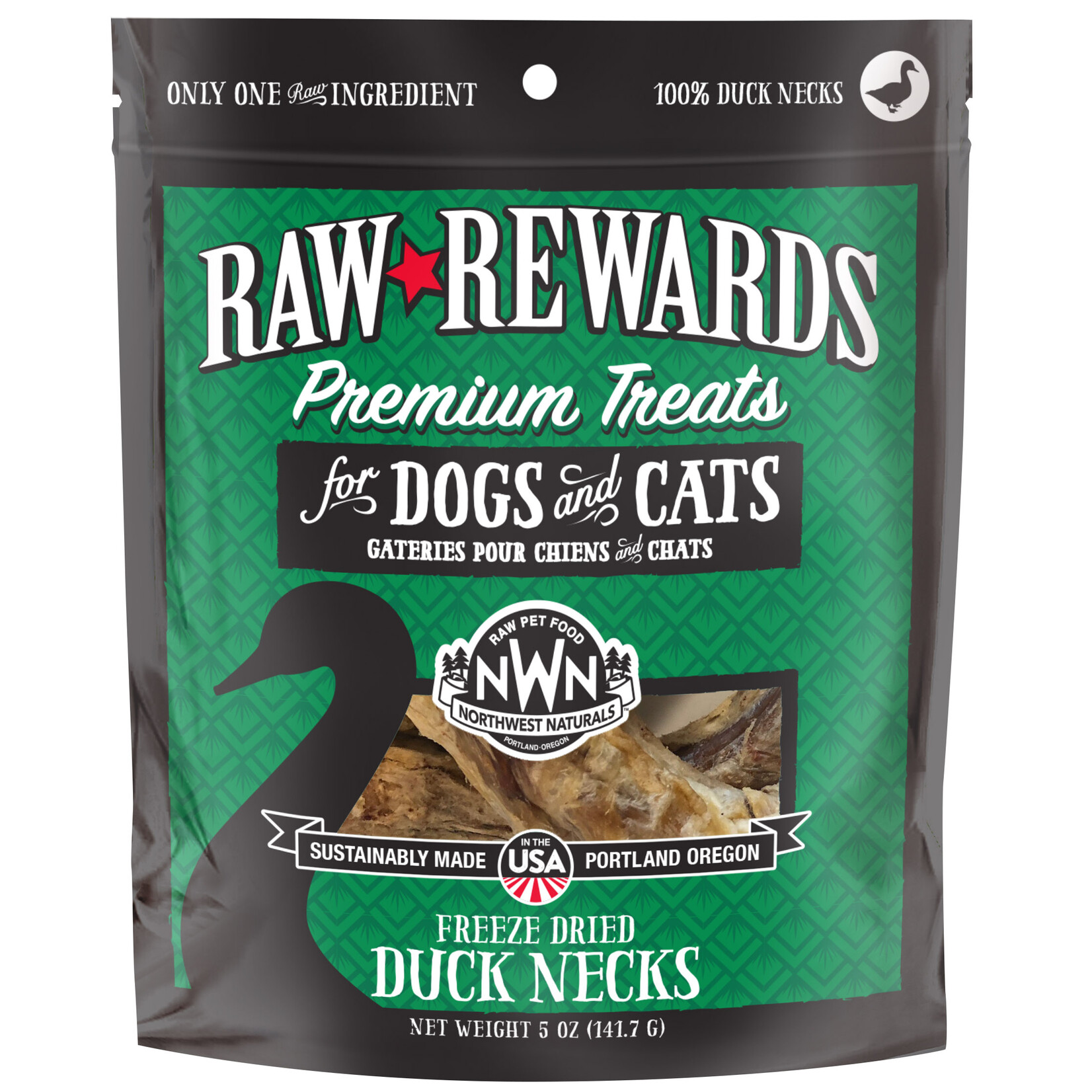 Northwest Naturals Raw Rewards Premium Treats Freeze Dried Duck Necks for Dogs & Cats