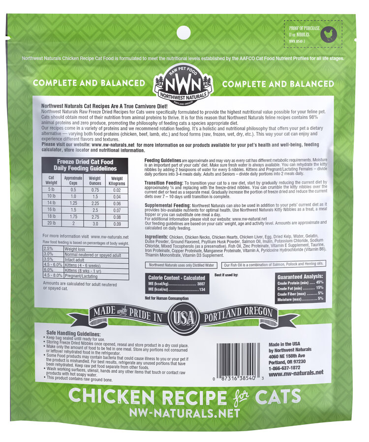 Northwest Naturals Northwest Naturals Raw Diet for Cats - Freeze Dried Chicken Recipe