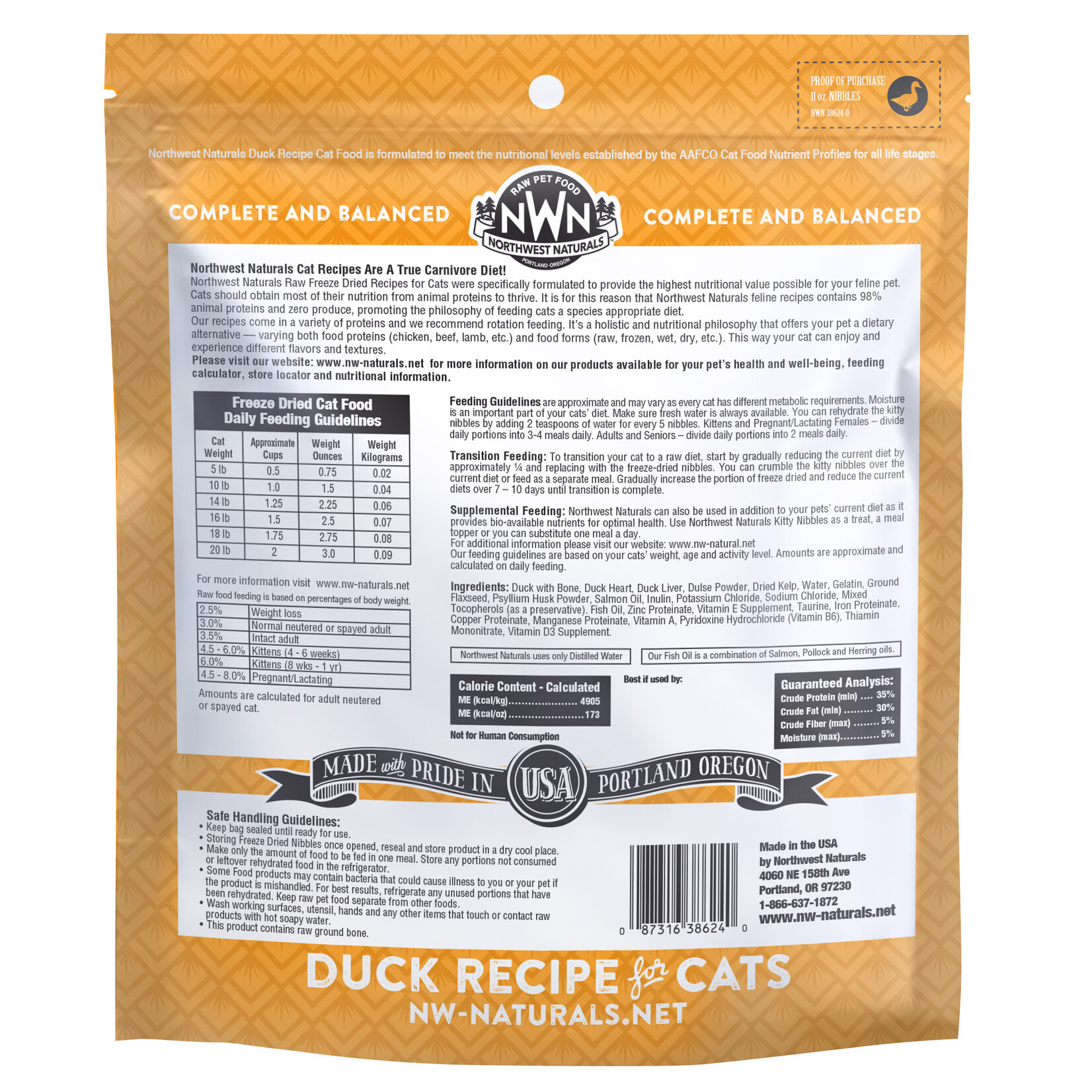 Northwest Naturals Northwest Naturals Raw Diet for Cats - Freeze Dried Duck Recipe