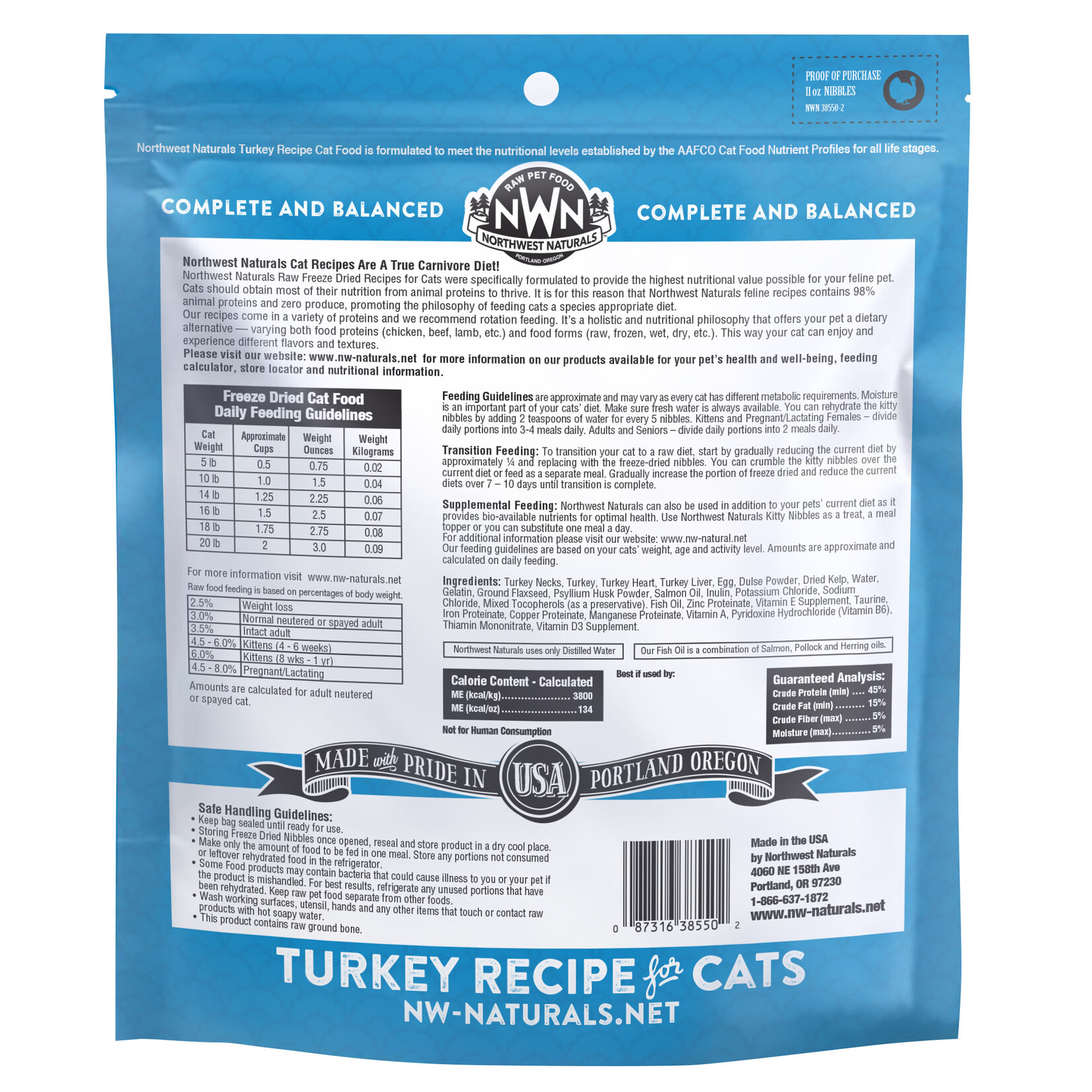 Northwest Naturals Northwest Naturals Raw Diet for Cats - Freeze Dried Turkey Recipe