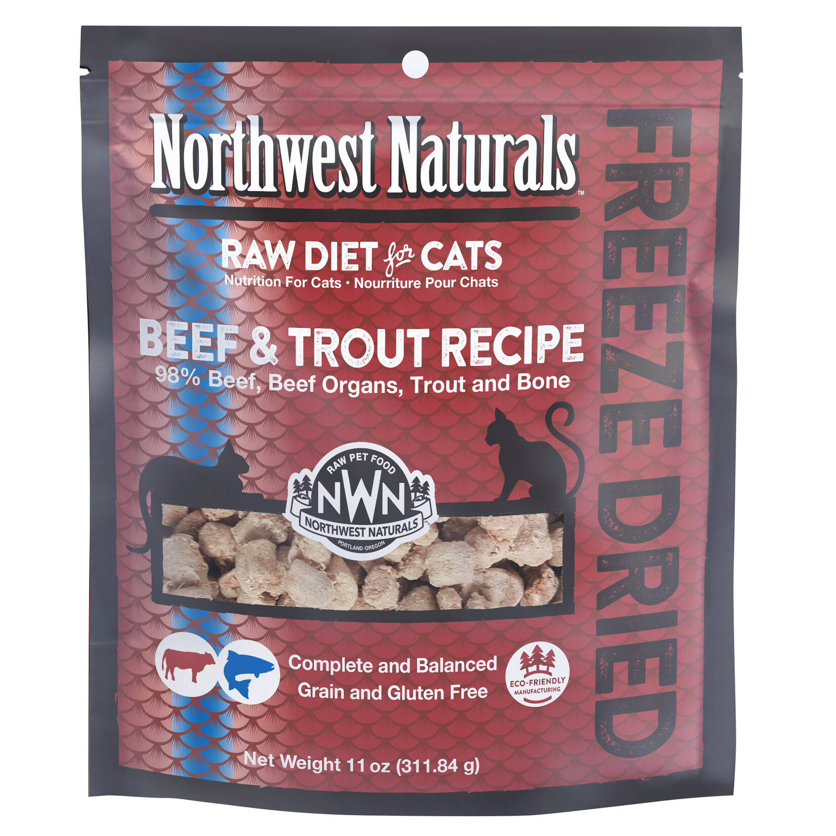 Northwest Naturals Northwest Naturals Raw Diet for Cats - Freeze Dried Beef & Trout Recipe