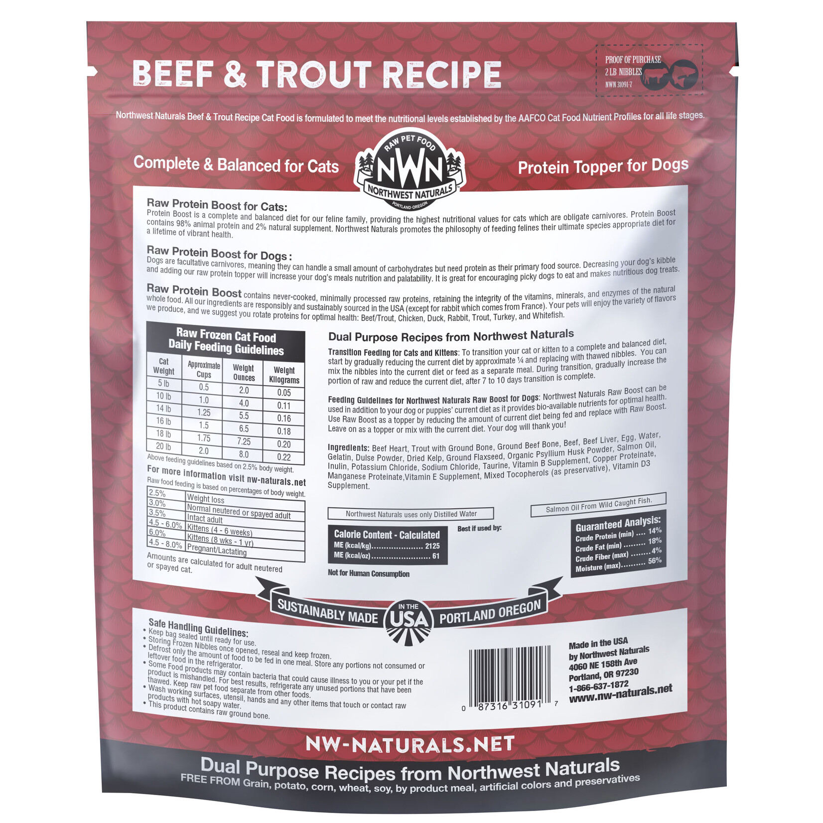 Northwest Naturals Northwest Naturals Raw Diet for Cats - Beef & Trout Recipe