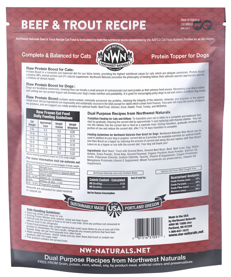 Northwest Naturals Northwest Naturals Raw Diet for Cats - Beef & Trout Recipe