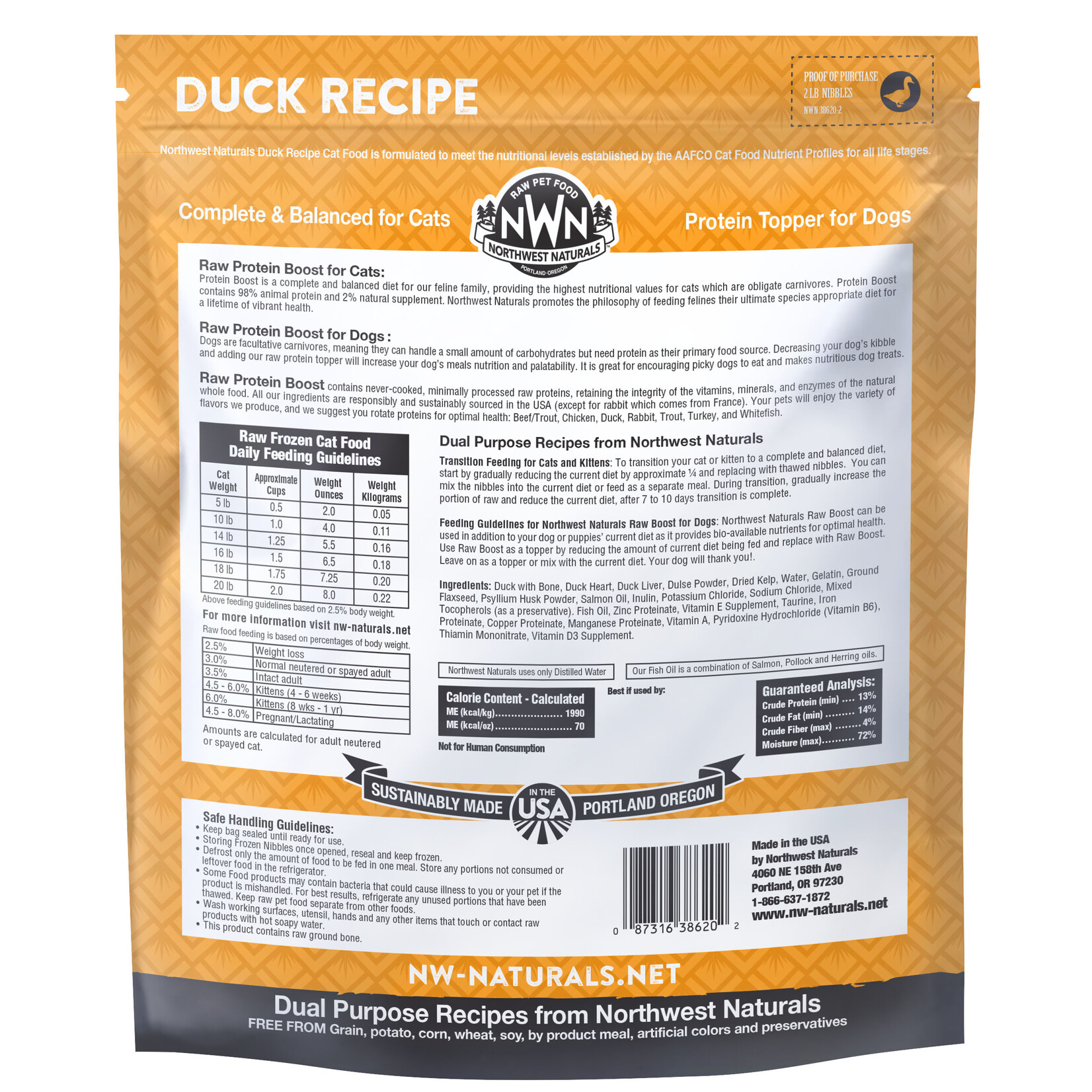 Northwest Naturals Northwest Naturals Raw Diet for Cats - Duck Recipe