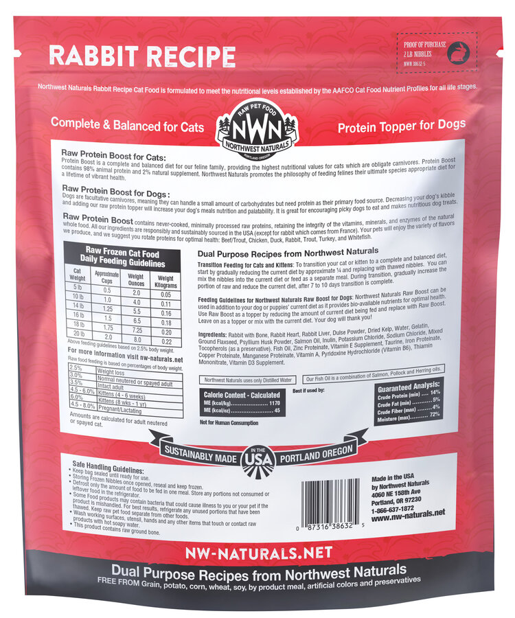 Northwest Naturals Northwest Naturals Raw Diet for Cats - Rabbit Recipe