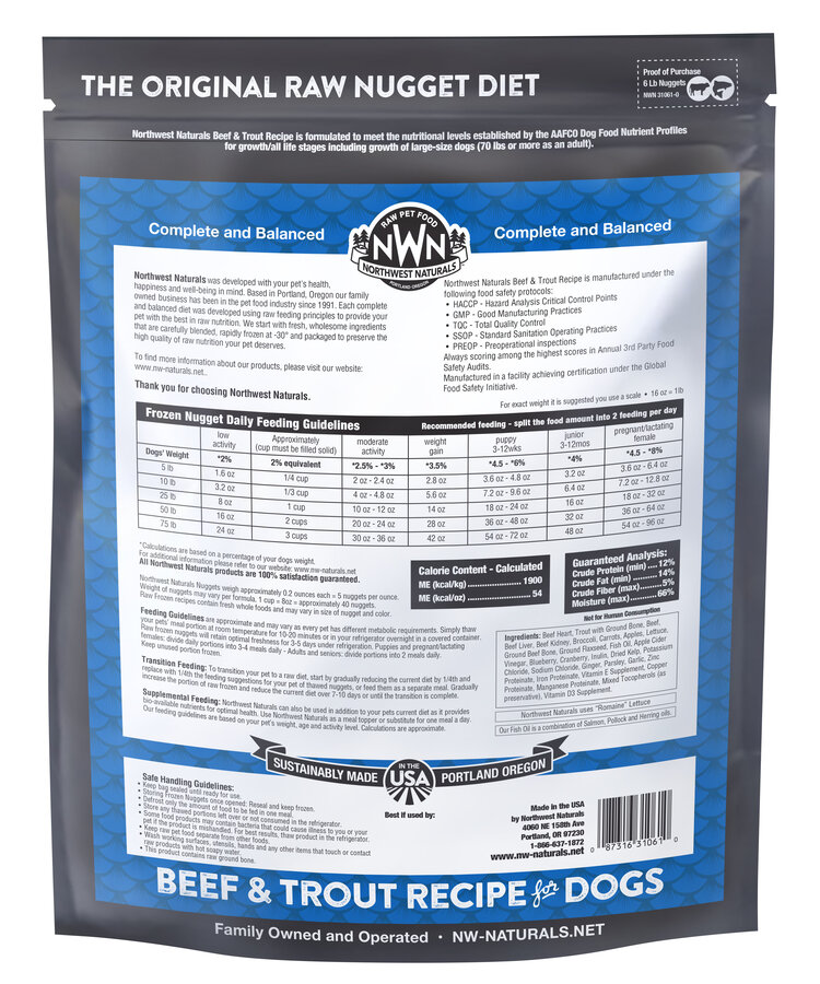 Northwest Naturals Northwest Naturals Nuggets Raw Diet for Dogs - Beef & Trout Recipe