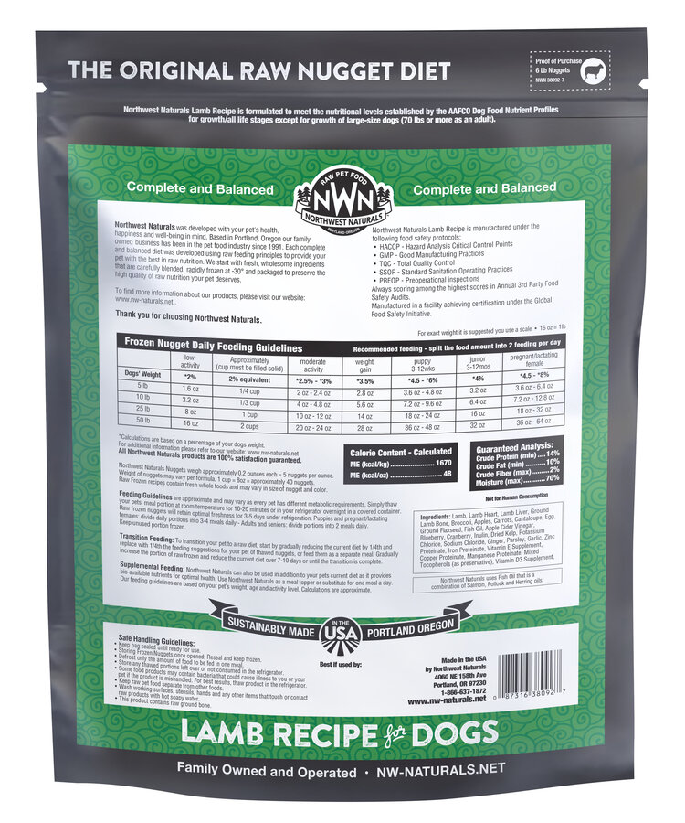 Northwest Naturals Northwest Naturals Nuggets Raw Diet for Dogs - Lamb Recipe