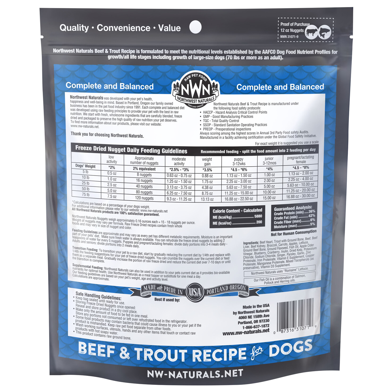 Northwest Naturals Northwest Naturals Raw Diet for Dogs - Freeze Dried Beef & Trout Recipe