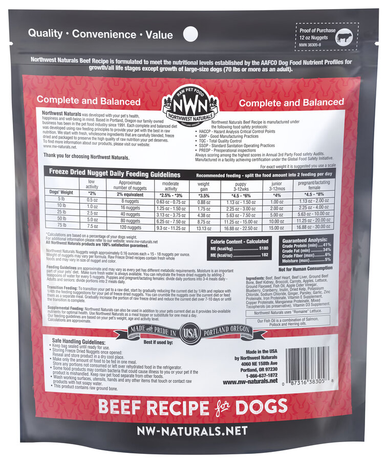 Northwest Naturals Northwest Naturals Raw Diet for Dogs - Freeze Dried Beef Recipe