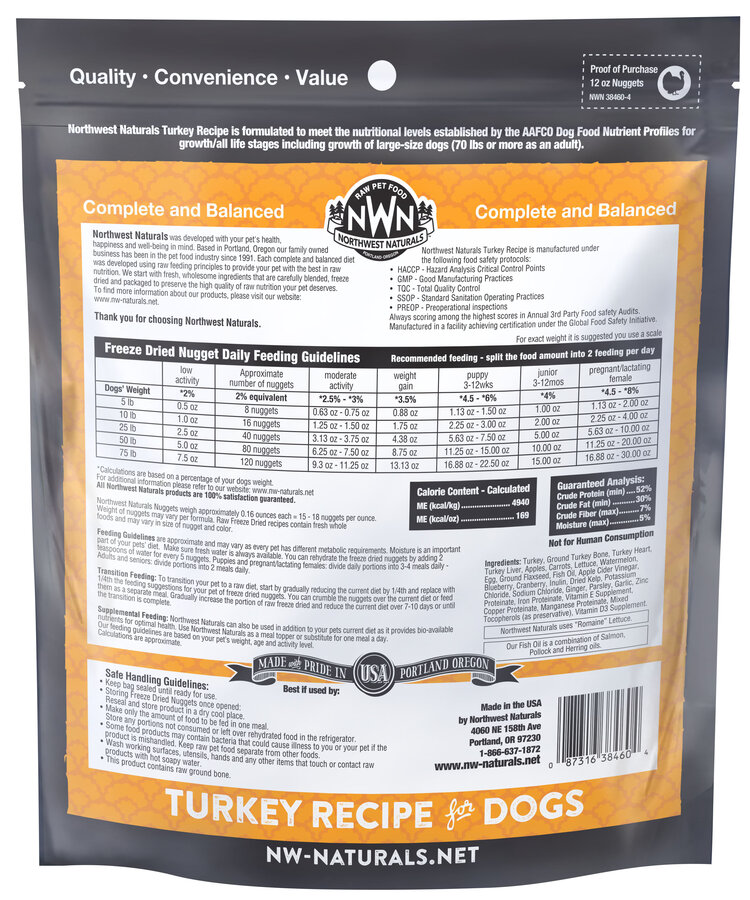Northwest Naturals Northwest Naturals Raw Diet for Dogs - Freeze Dried Turkey Recipe