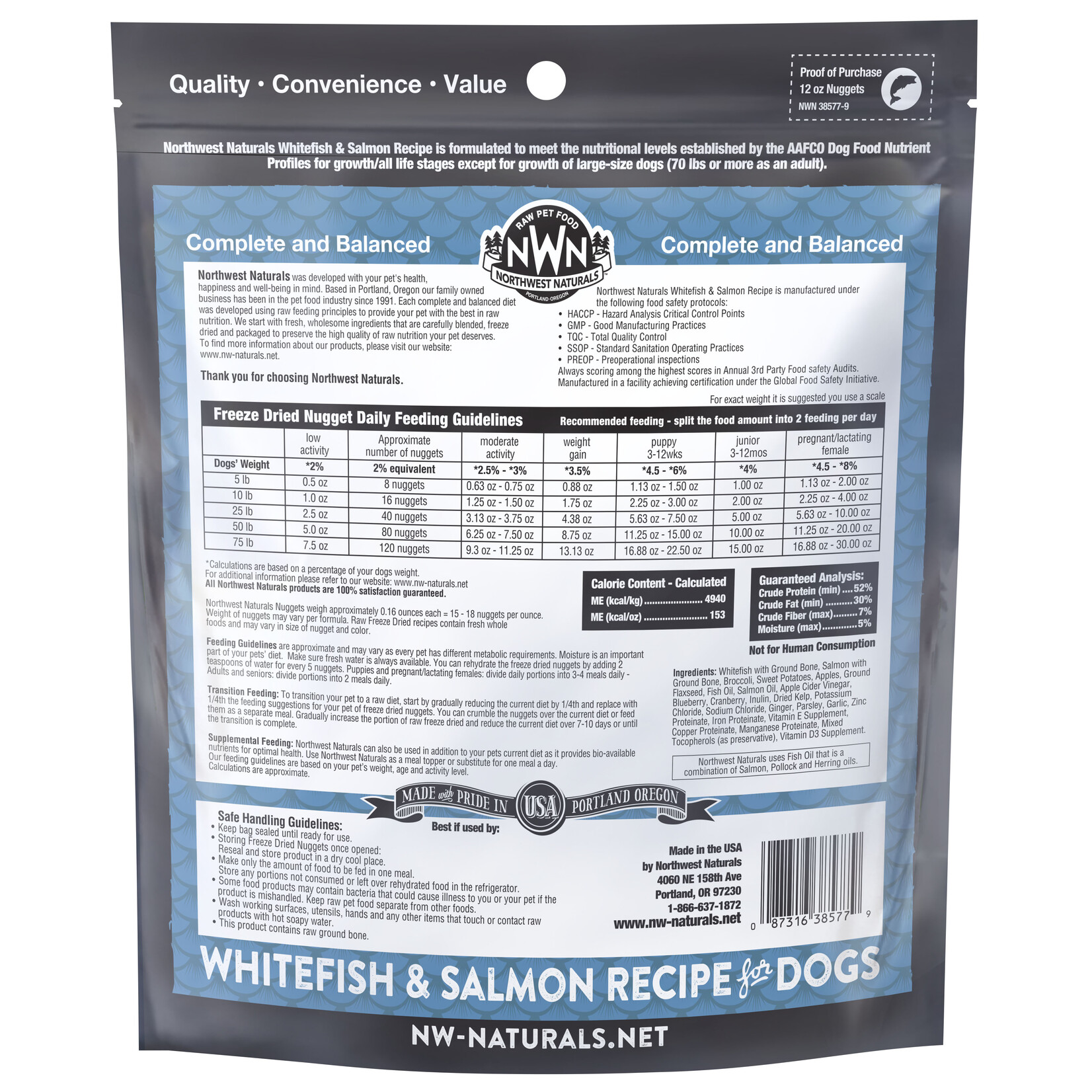 Northwest Naturals Northwest Naturals Raw Diet for Dogs - Freeze Dried Whitefish & Salmon Recipe