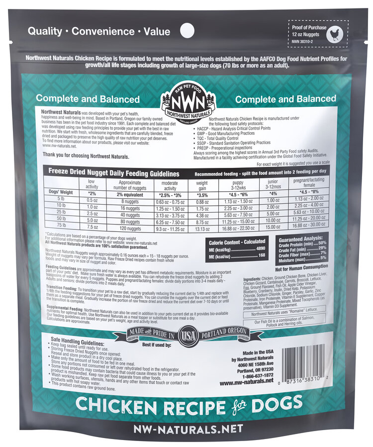 Northwest Naturals Northwest Naturals Raw Diet for Dogs - Freeze Dried Chicken Recipe
