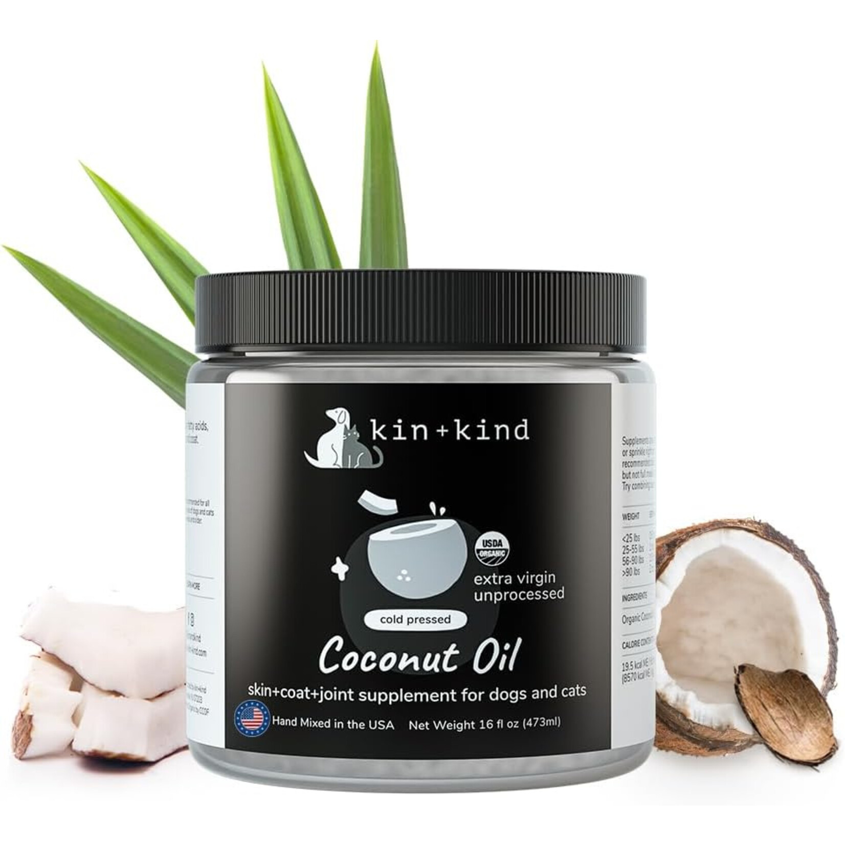 kin+kind kin+kind Organic Raw Cold-Pressed Coconut Oil