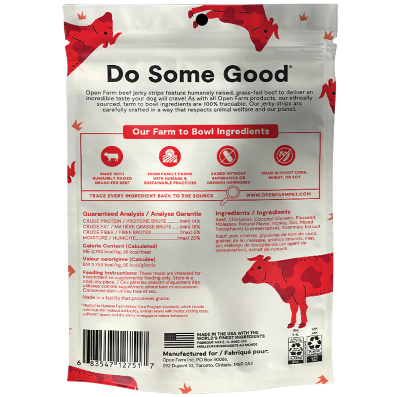 Open Farm Open Farm Grain Free Jerky Strips - Grass-Fed Beef Recipe