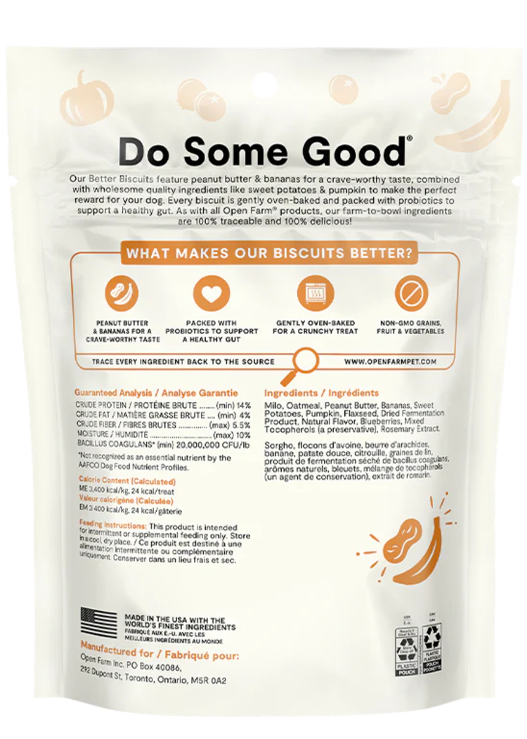 Open Farm Open Farm Better Biscuits - Peanut Butter & Banana Recipe