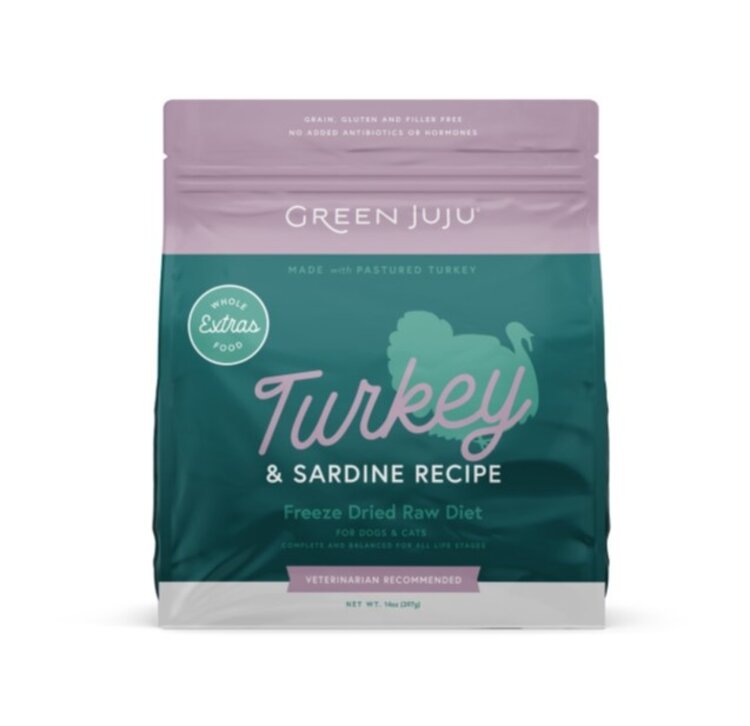 Green Juju Green Juju Extras Whole Food Freeze Dried Raw Diet - Turkey & Sardine Recipe
