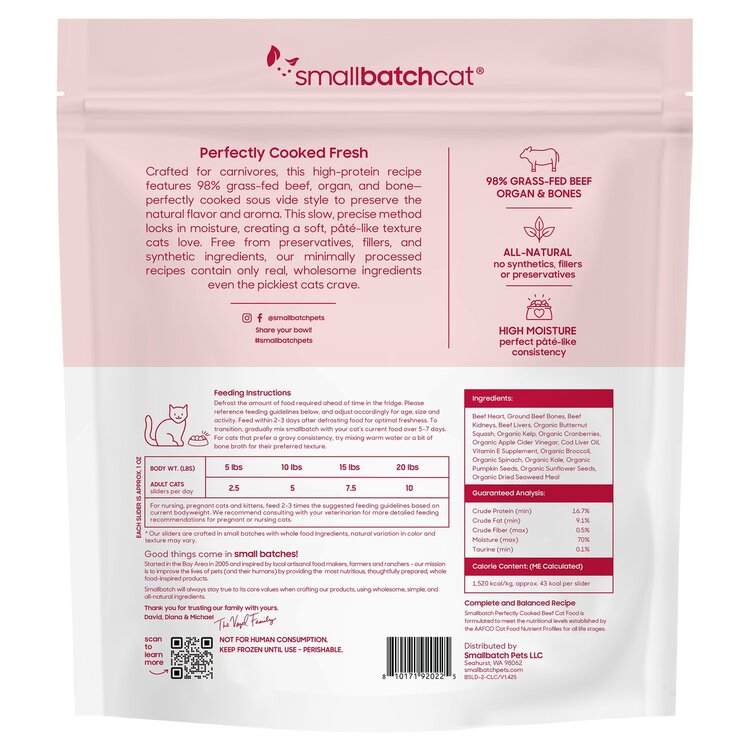 Smallbatch Smallbatch Cat - Perfectly Cooked Beef Recipe Sliders for Cats