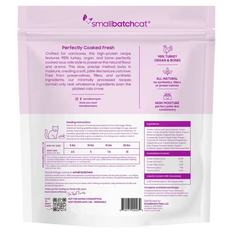 Smallbatch Smallbatch Cat - Perfectly Cooked Turkey Recipe Sliders for Cats