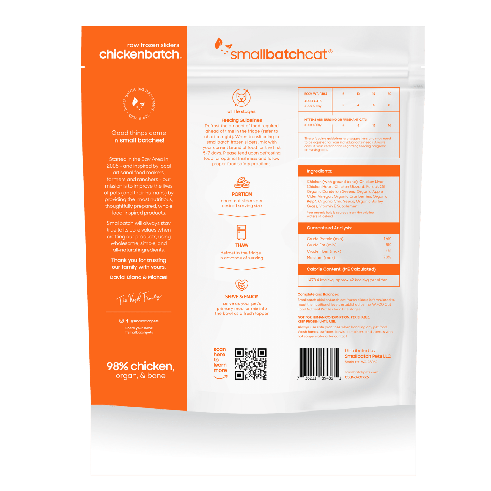 Smallbatch Smallbatch Cat - Frozen Raw Chicken Batch Sliders