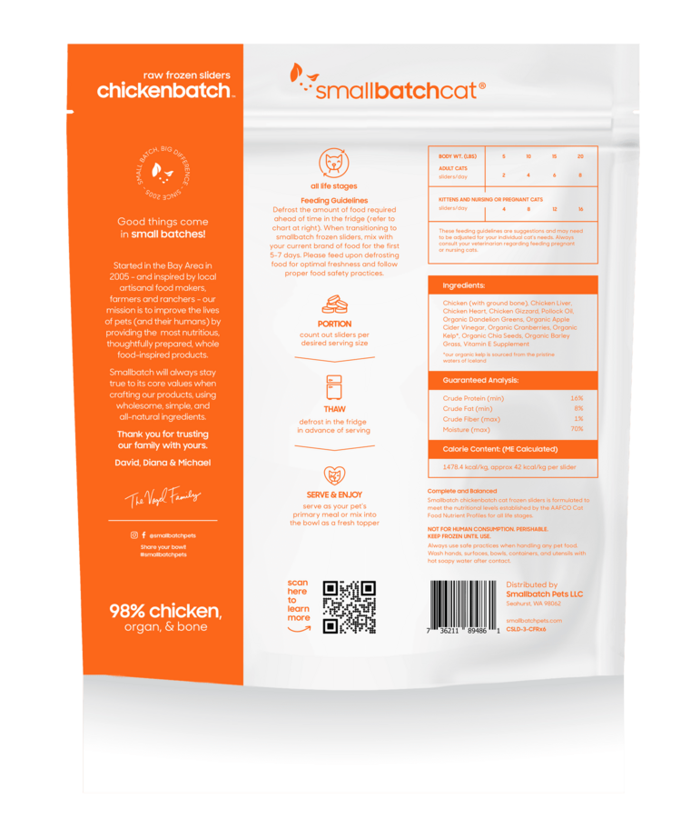 Smallbatch Smallbatch Cat - Frozen Raw Chicken Batch Sliders