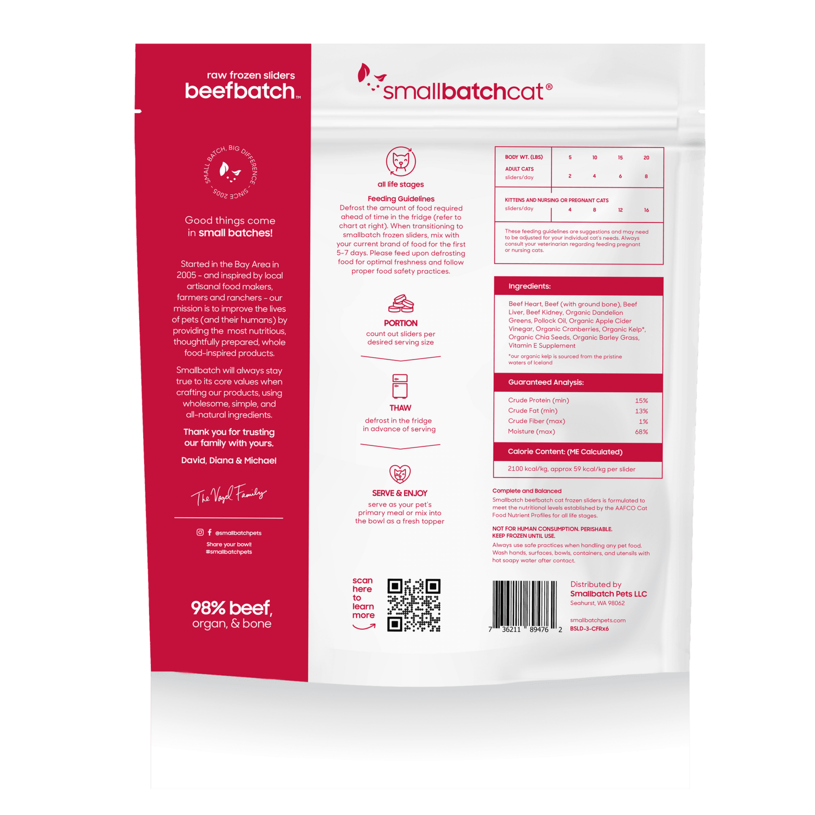 Smallbatch Smallbatch Cat - Frozen Raw Beef Batch Sliders