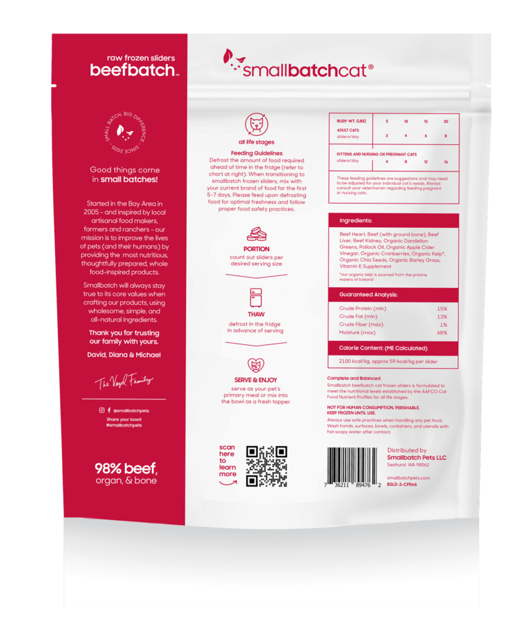 Smallbatch Smallbatch Cat - Frozen Raw Beef Batch Sliders